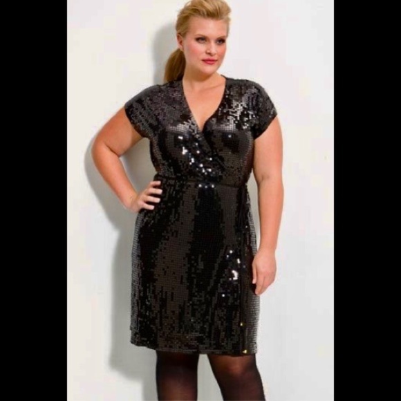 Michael By Michael Kors Black Sequin Wrap Dress Plus Size 3X NWOT - Picture 7 of 10